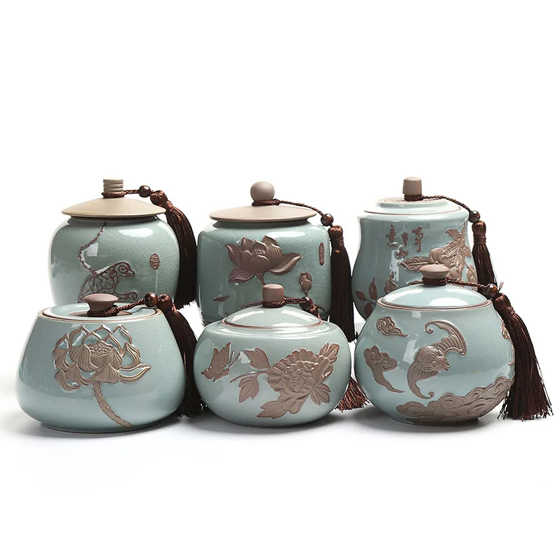 

Ceramic Fresh-keeping Tea Smell Proof Container Sealed Coffee Powder Cans Hurb Storage Boxes Portable Tea Bag Home Organizer