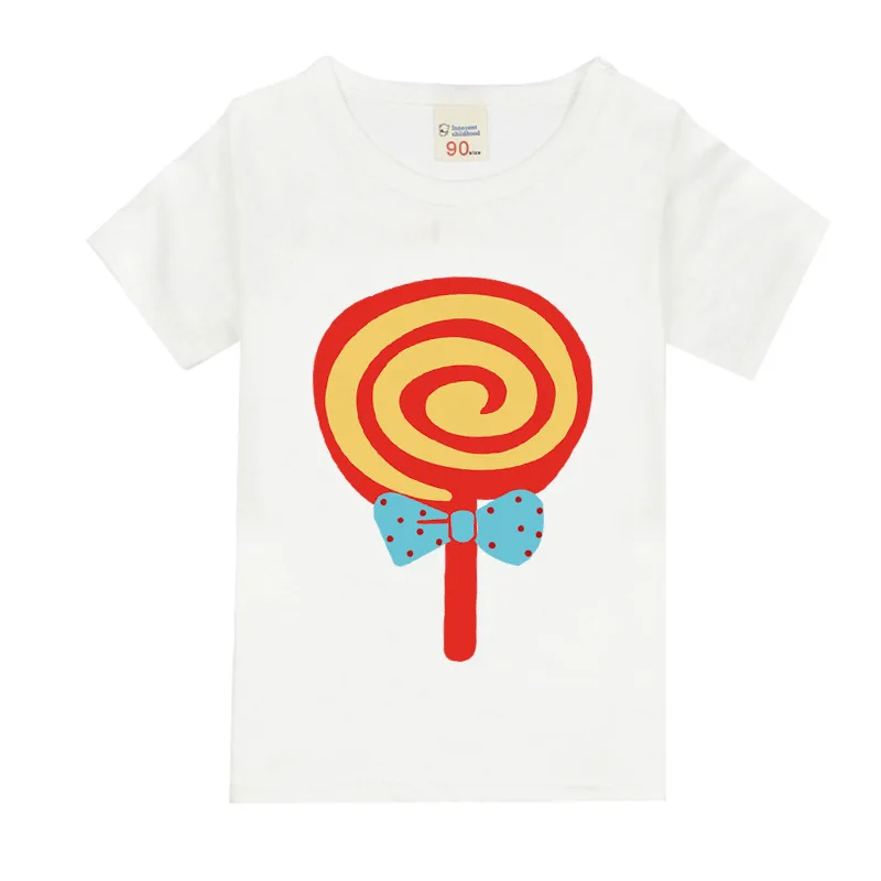 Весенне-летние футболки с рисунком леденца для девочек модные красивые футболки с буквенным принтом для девочек