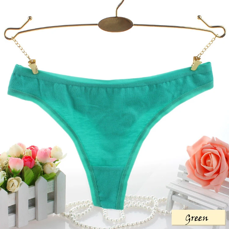 Plus Size Women Cotton Sexy G String Fashion Solid Panties Women's Thongs Briefs Low Waist Underwear (18)