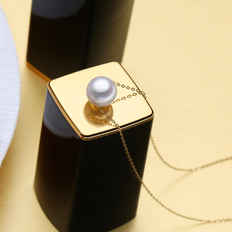 FENASY 18K Gold Chain Necklace Round White Pearl Jewelry 18k Yellow Gold Vintage Dainty Necklace Pendant For Women Friends Love FENASY 18K Gold Chain Necklace Round White Pearl Jewelry 18k Yellow Gold Vintage Dainty Necklace Pendant For Women Friends Love
