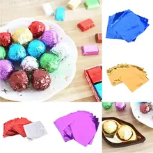 100Pcs 8X8Cm Diy Voedsel Aluminium Folie Papier Chocolade Snoep Verpakking 4 Kleuren Party Verjaardag Wrapper Folie papier Sticker