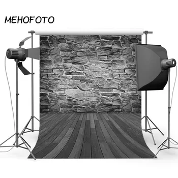 

Vintage Wood Floor Photo Studio Background for Grey Brick Wall Photography Backdrop for Photobooth Photocall Photographic Props