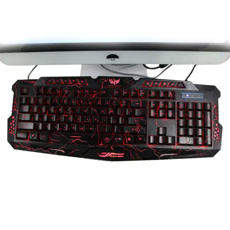 

100% Original Wired Gaming Keyboard Adjustable 3-colors LED Backlight Keyboard Crack Illuminated USB Multimedia Keyboard