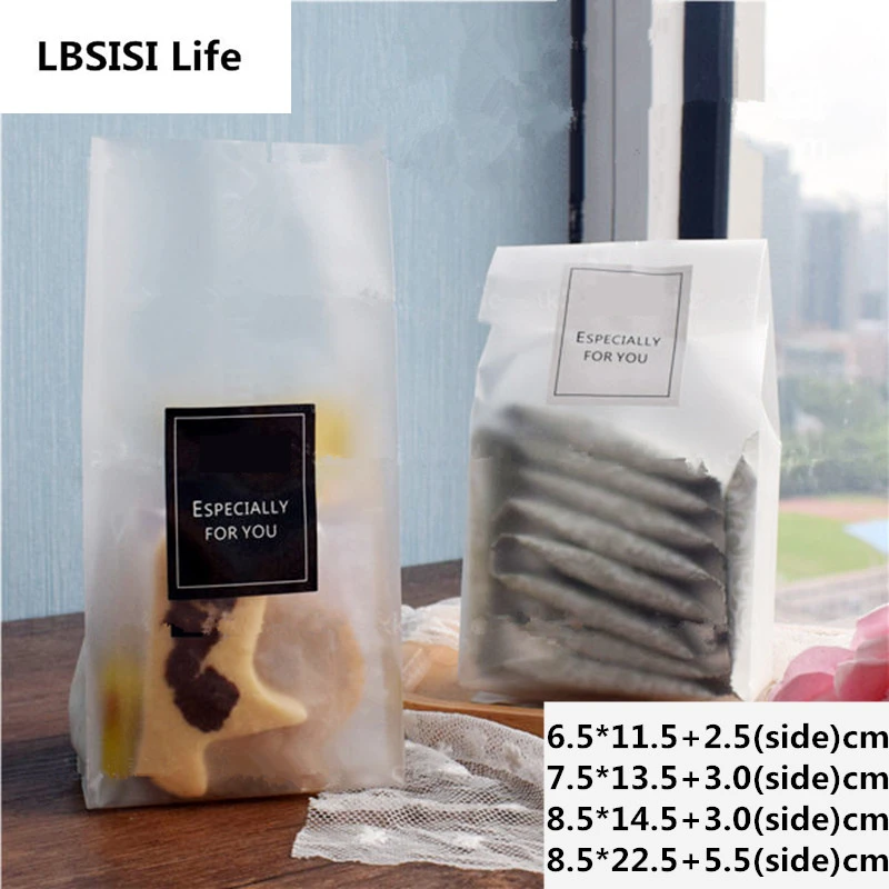 LBSISI Life 50 шт. матовый шоколад Еда печенье конверт сторона раскладывается DIY выпечки мешки для пирожных подарок печенье упаковка плоский открытый мешок