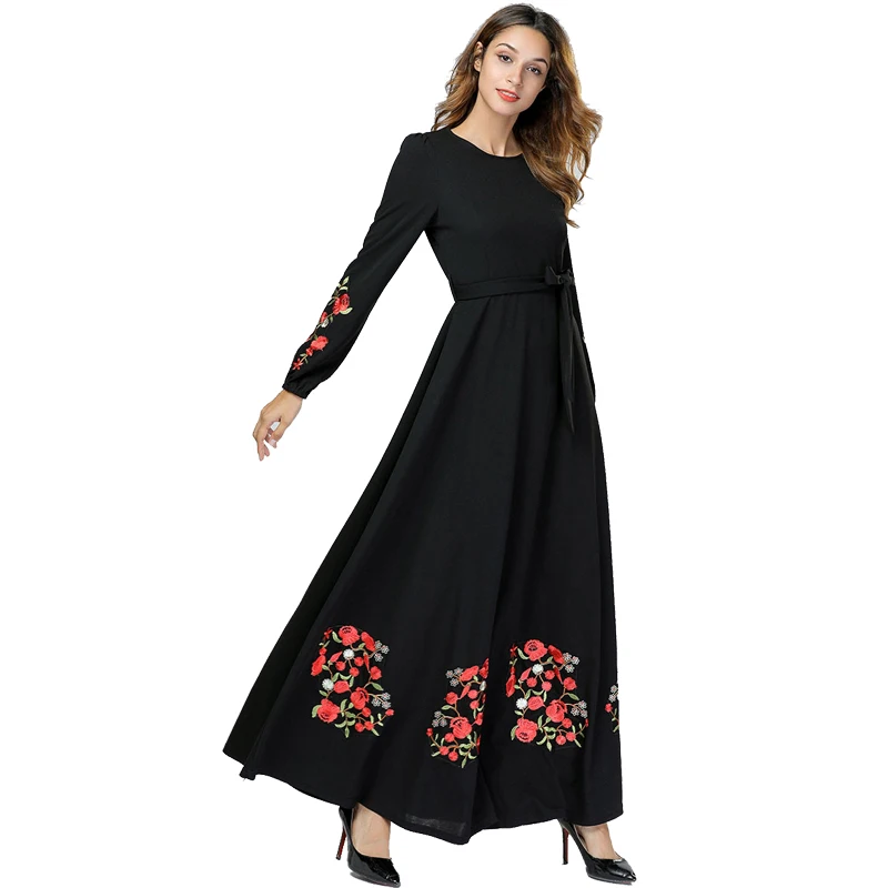Черный Vestidos кафтан арабский абайя Дубай хиджаб мусульманское платье для женщин Elbise турецкая исламская одежда халат Musulmane Longue платья