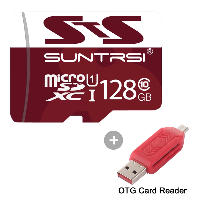 Suntrsi карта памяти 128 Гб 64 Гб Micro SD TF карта 32 Гб 16 Гб Microsd SD карта высокая скорость класс 10 Мини TF карта для телефона и камеры - Емкость: 128GB Card Reader