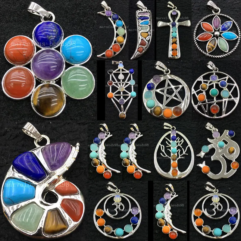 

Free Shipping Fashion Jewelry Lapis Lazuli Carnelian Tiger Eye Howlite Aventurine Crystal Form Pendant 1Pcs WB625