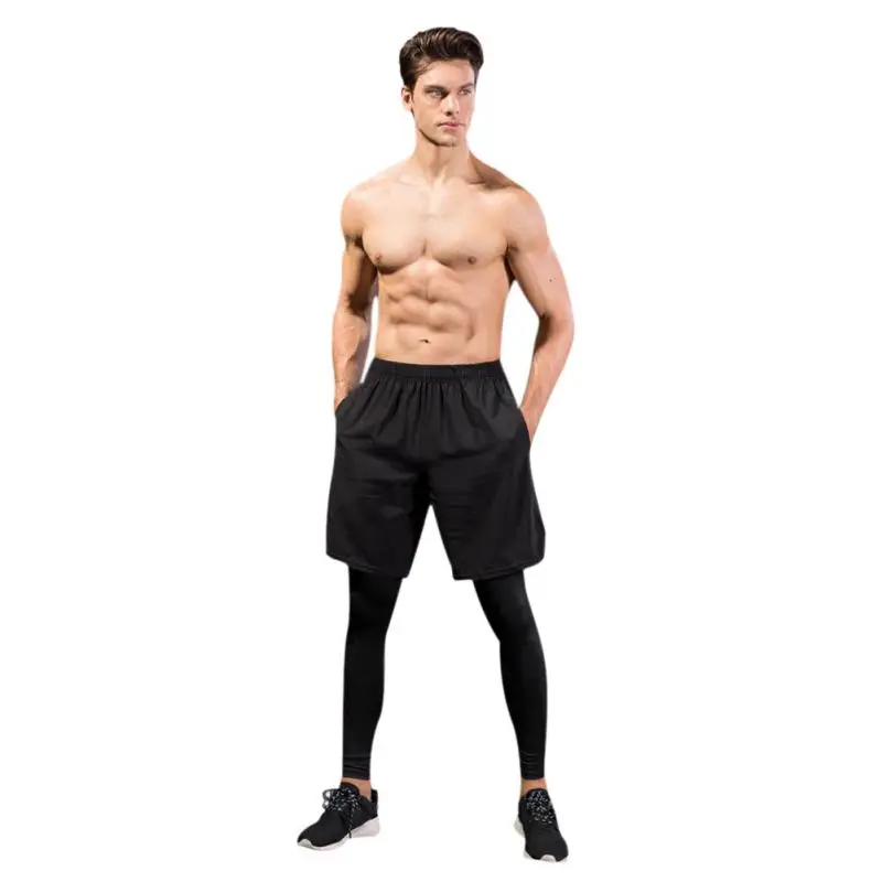 2018 fashion fitness pant men cargo pants fake 2 pcs