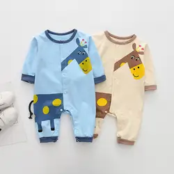 2018 Детский костюм на весну и осень детская одежда хлопковый Детский комбинезон с жирафом