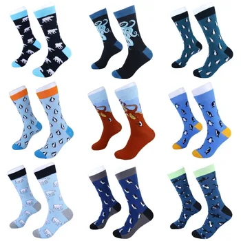 

2019 new design casual socks harajuku style sock bear penguin octopus Whale pattern animal socks for women men wholesale