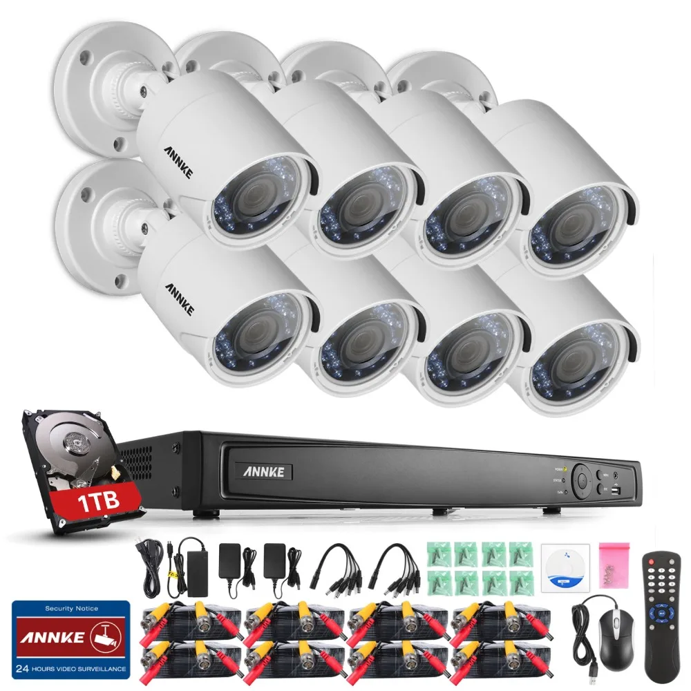 ANNKE HD 1080P 16CH TVI DVR 2MP IR Day Night Home Security Camera System 1TB P2P 
