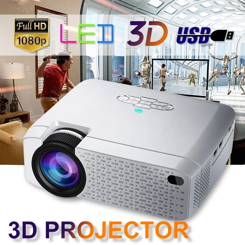 D40W светодиодный мини проектор видео проектор для домашнего кинотеатра 1600 люмен Поддержка HD беспроводной синхронизация Дисплей для iPhone/Android телефона