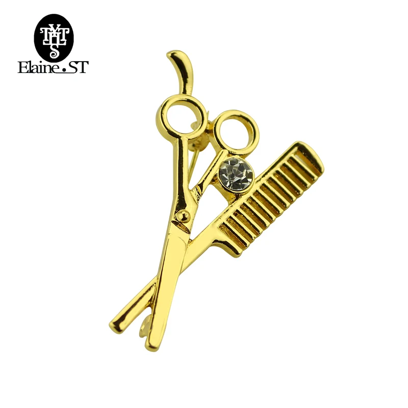 CBRL Gold Color Combs Scissors Brooch badges Wedding Dress