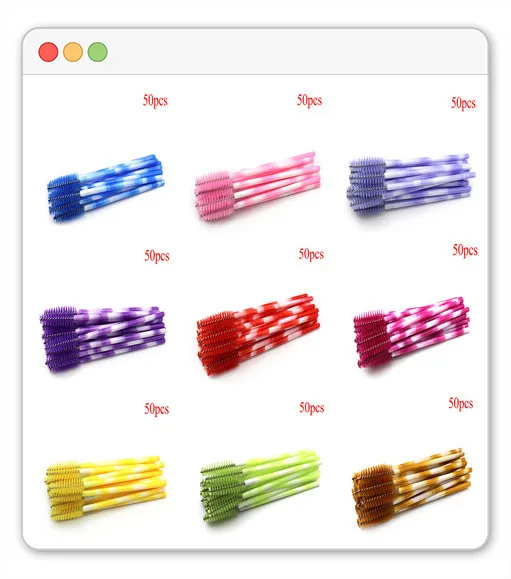 New 50Pcs/Set Disposable Silicone Mascara Wands Eyelash Extention Brushes Makeup Tool Multicolor High Quality