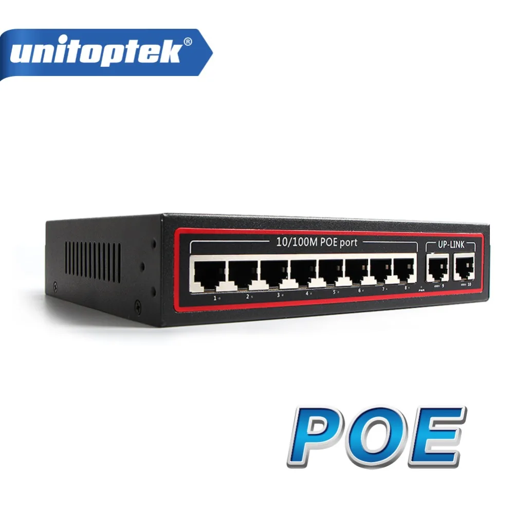 10 портов PoE Switch 8Ch с 2 портами настольный коммутатор Fast Ethernet 100 Мбит/с сетевой ip-камеры питание