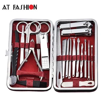 

At Fashion 20pcs Nail Clipper Kit with Case Nail Care Pedicure Cutters Scissor Tweezer Knife Professional Manicure Beauty Tool