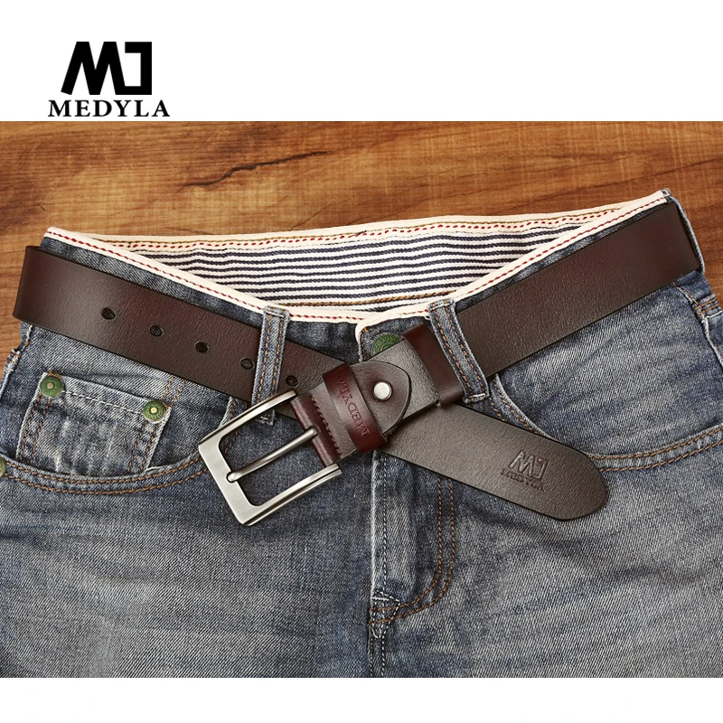 

MEDYLA man belts Brand Designer Belts Men High Quality Cow Genuine Leather Men Belt Pin Buckle Mens Belts Luxury Strap
