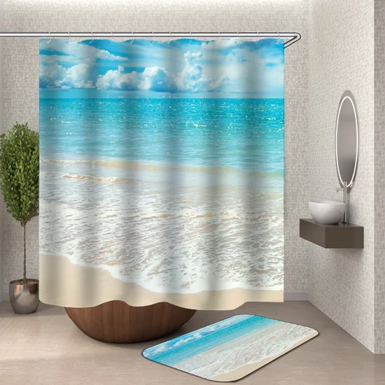 Синее Море занавеска для душа пляжные пальмовые шторы для ванной или душа douchegordijn прядь занавеска для ванной из полиэфира - Цвет: HY2