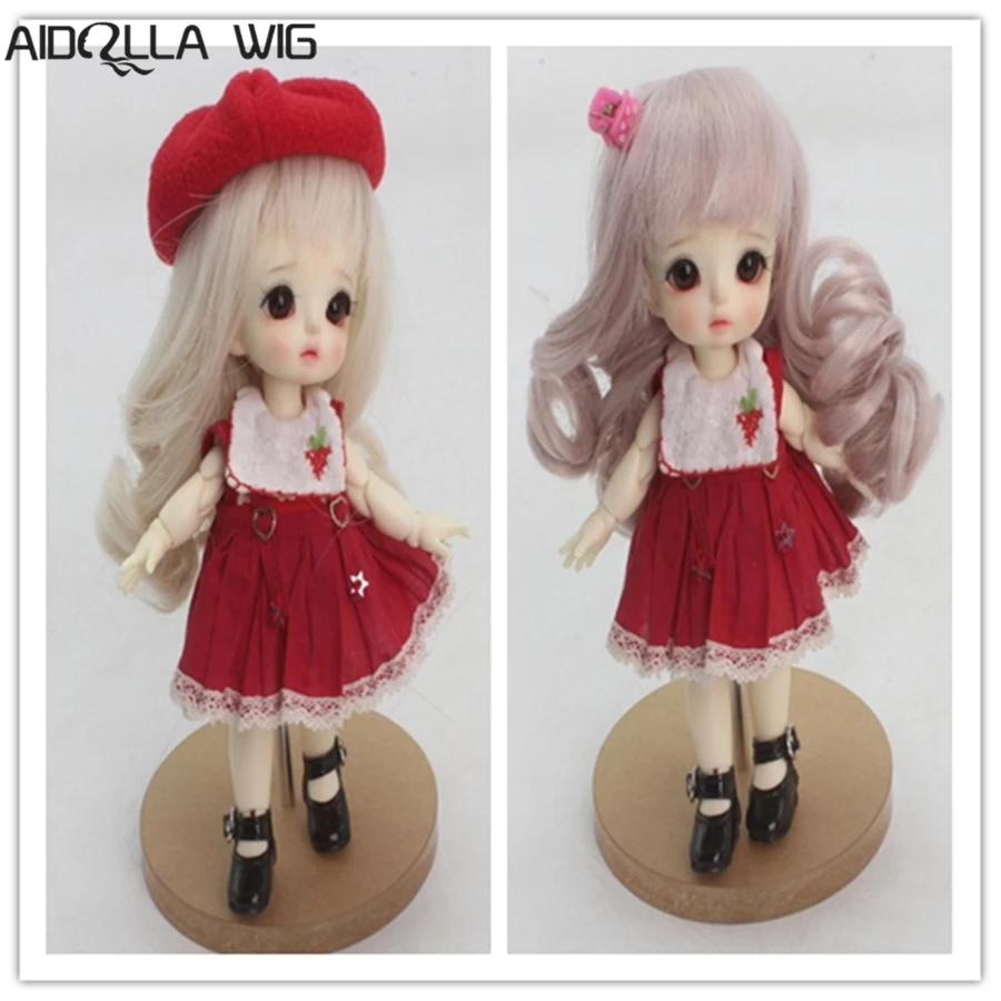 

Aidolla 5-6 inch BJD Doll Accessories Long Curls with Air Bangs 2 Colors BJD Wig 1/8