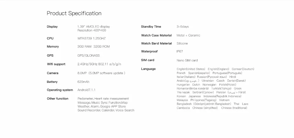 montre intelligente Android 7.1 Smartwatch