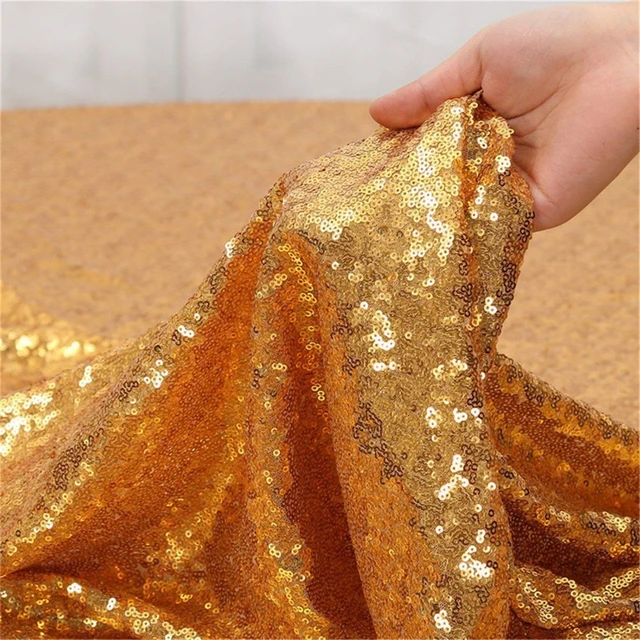 gold Sequin Fabric, Sequins Fabric for Dress, Full Sequin on Mesh Fabric,  gold Sequins Fabric by the Yard