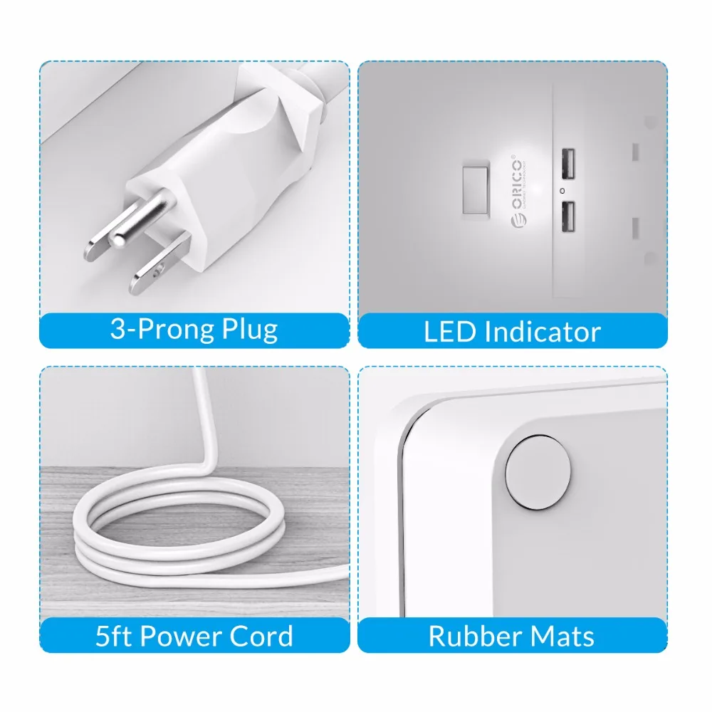 ORICO USB блок питания розетка 4 розетки переменного тока 2 usb порта для зарядки защита