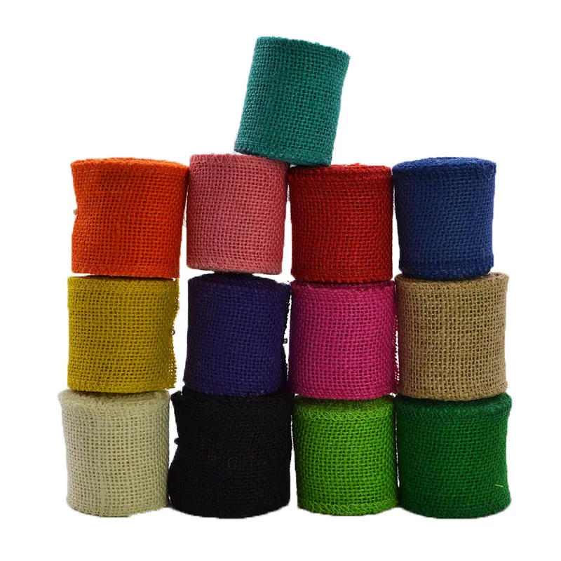 2m/roll 6cm Jute Burlap Ribbon Roll DIY Craft Gift Wrapping Rustic