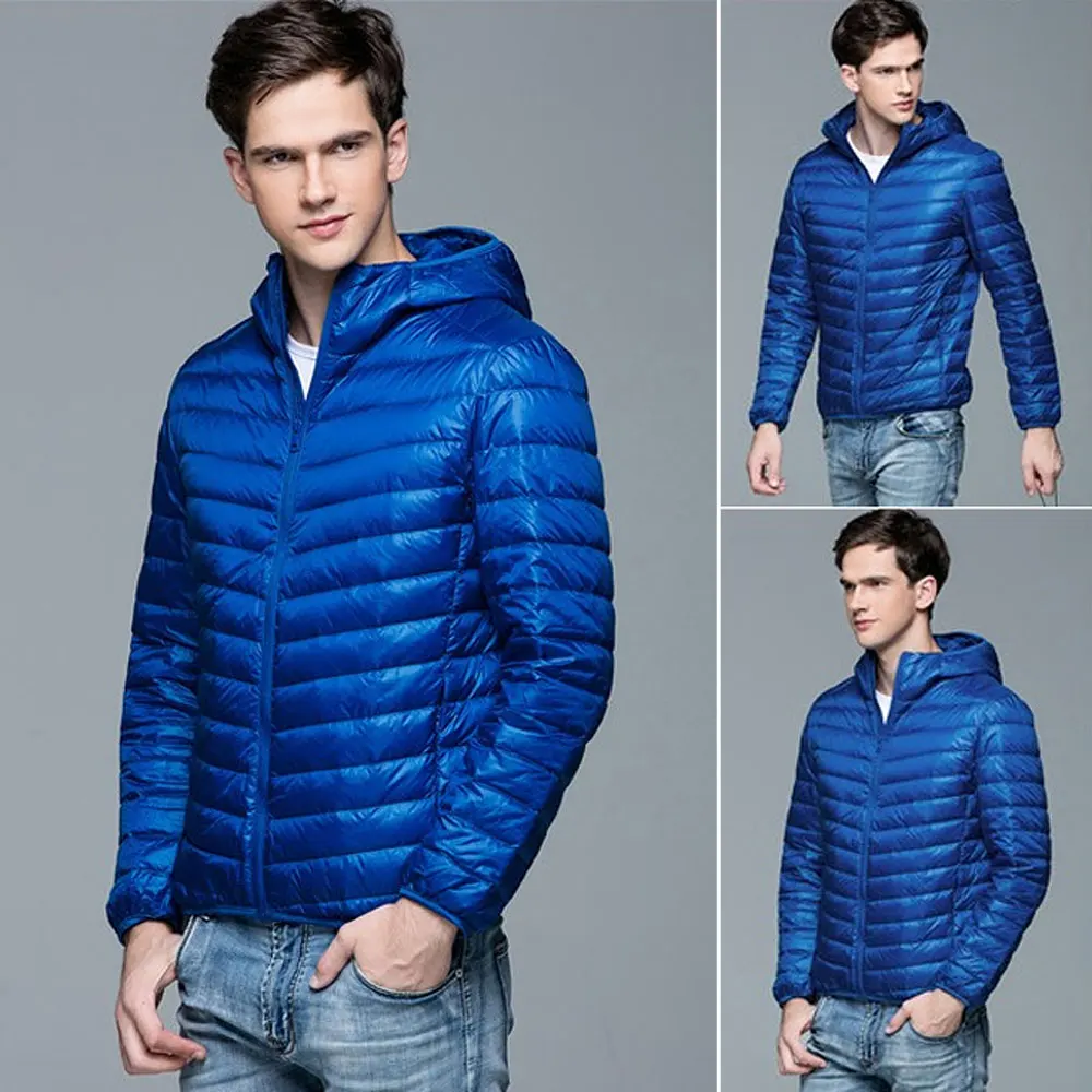 Hooded Down Jackets Men Autumn Winter 90% White Duck Down