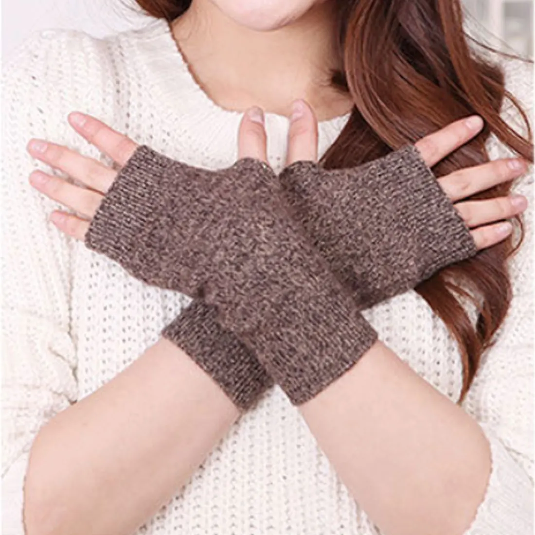 Comfortable Warm Women's Gloves Winter Female Knitted Soft Warm Chinese Style Design Solid Wrist