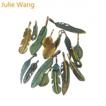 Julie Wang случайное 14 шт Украшение "перо" цвета антикварной бронзы Подвеска из металлического сплава набор-тройка подвеска-браслет-ожерелье ювелирных изделий изготовление аксессуаров