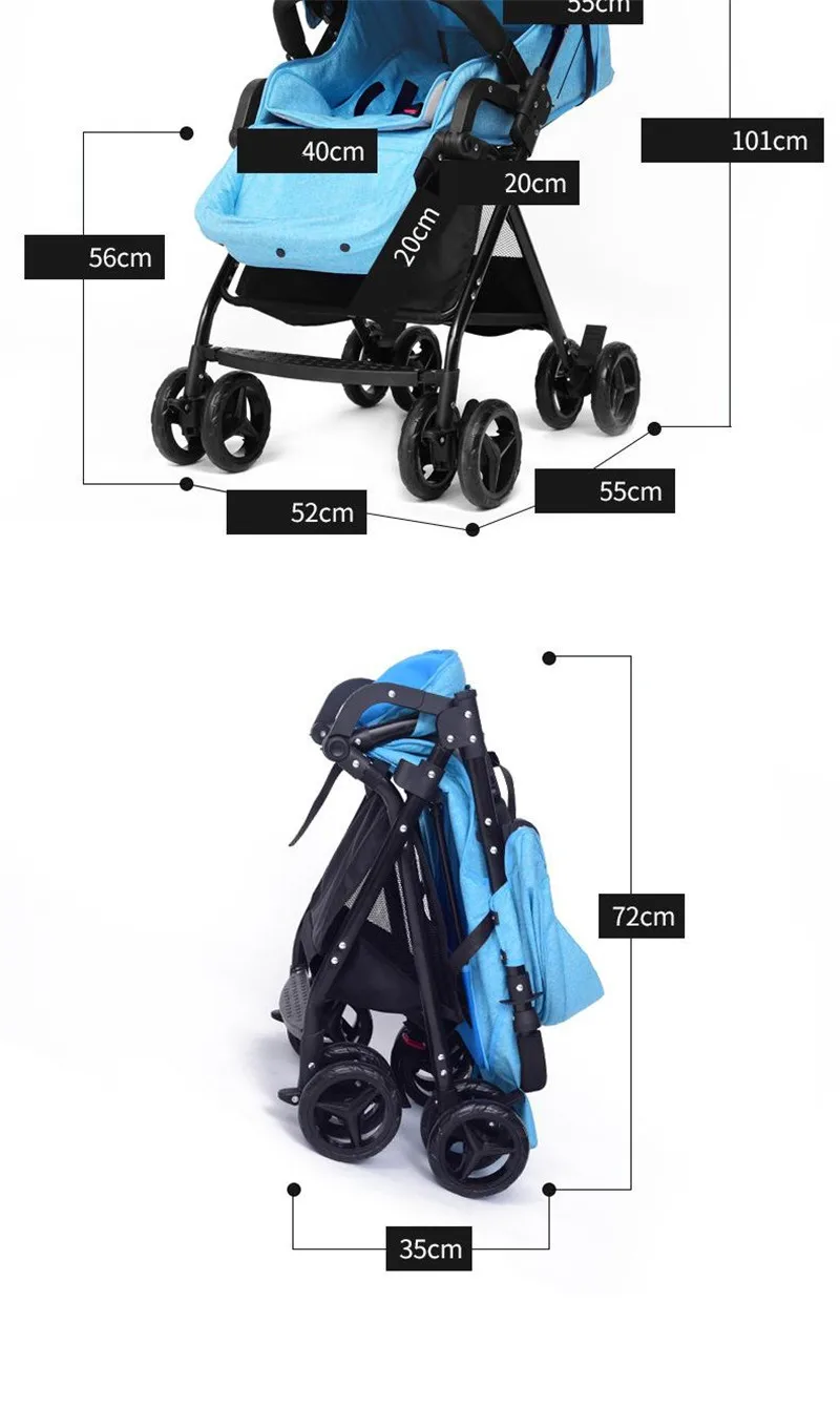Brand New High Landscape Ultra Light&Portable Folding Baby Stroller Newbore Four Wheel Trolley Big Baby Sleeping Basket Hot08