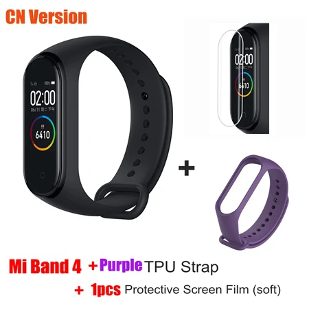 Xiaomi mi Band 4 умный Браслет глобальная версия AMOLED сенсорный экран 5ATM плавание mi ng водонепроницаемый спортивный браслет пульсометр - Цвет: CN add purple strap