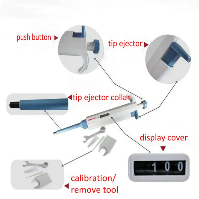 100-1000ul пипетка одноканальный Регулируемая передача Пипетки лабораторные