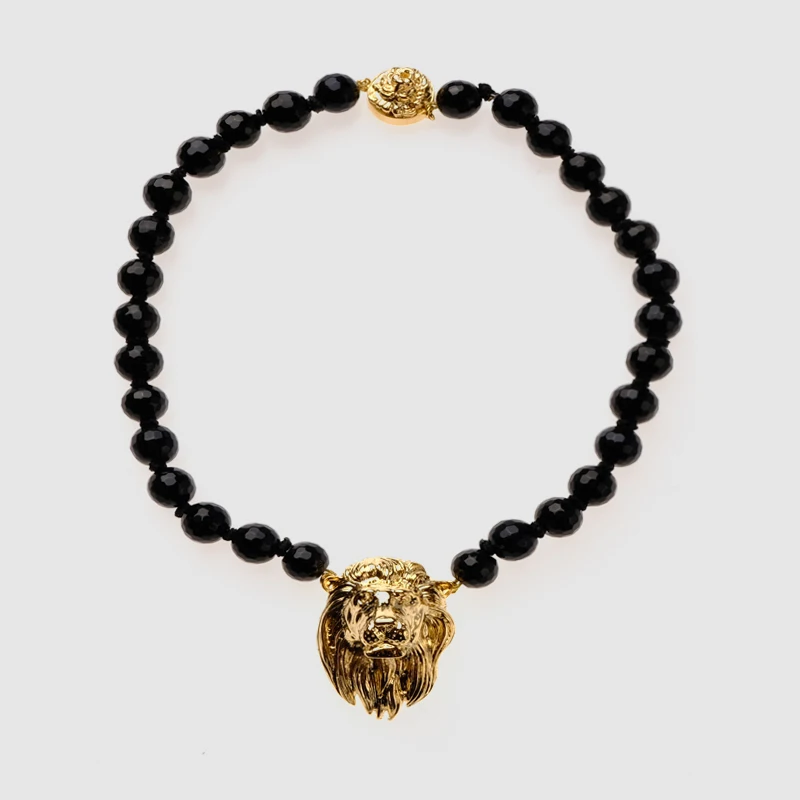 

Amorita boutique The fashionable golden lion head beaded necklace