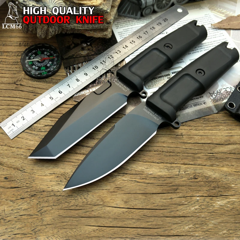 Online Cuchillo de hoja fija LCM66 de alta calidad cuchilla 7Cr17Mov mango TPR herramienta de caza Extrema cuchillo de Camping relación de herramientas de supervivencia al aire libre
