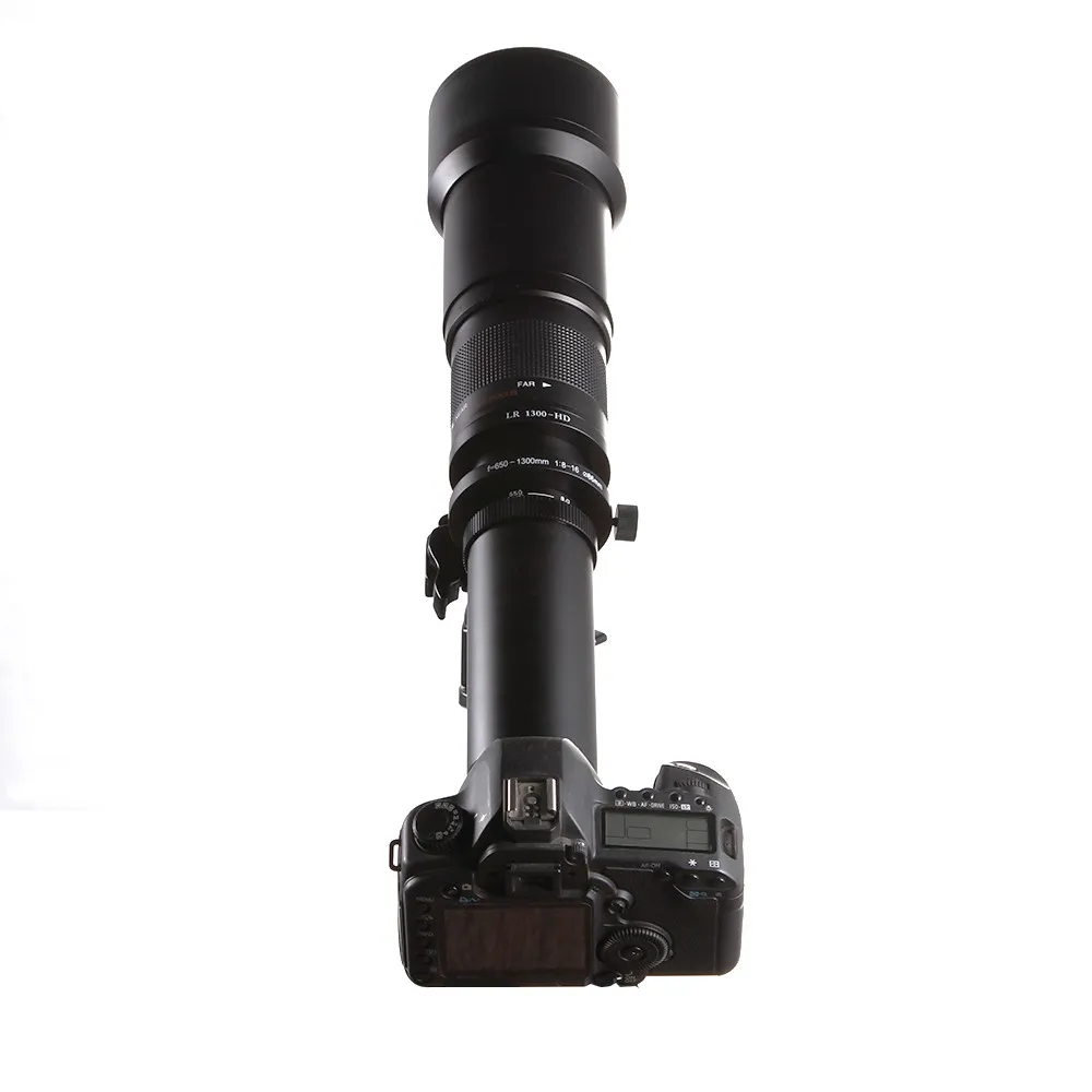Lightdow 650-1300 мм объектив камеры F8.0-16 ультра телефото зум-объектив с Т-образным креплением для DSLR камеры