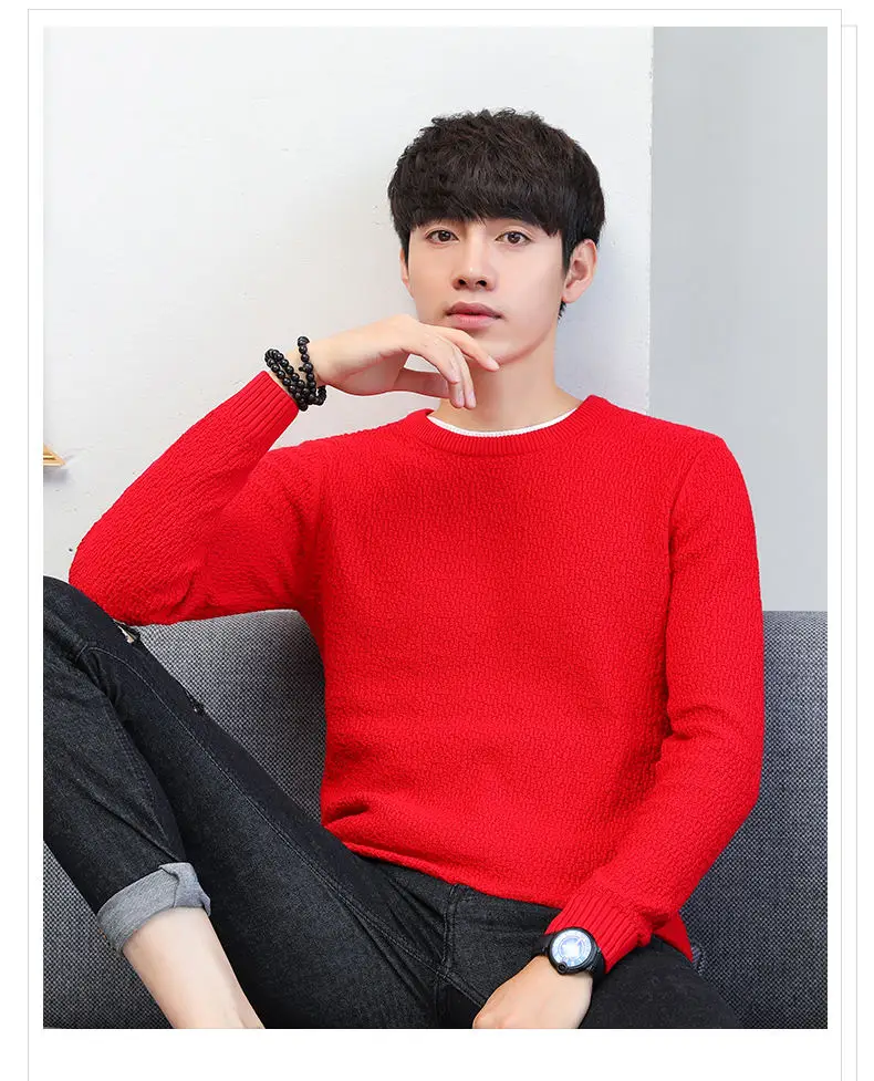 2019 Autumn False Two-piece Pullover Men Cotton Thicken Knitted Sweater Men Winter Simulation 2 Mens Sweaters Male Drop-shipping 16