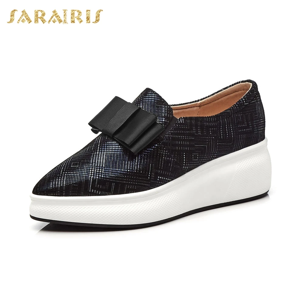 

Sarairis Brand Design Kid Suede Leather Women Flat Platform Shoes Leisure Slip On Loafers Pointed Toe Shoes Woman Flats