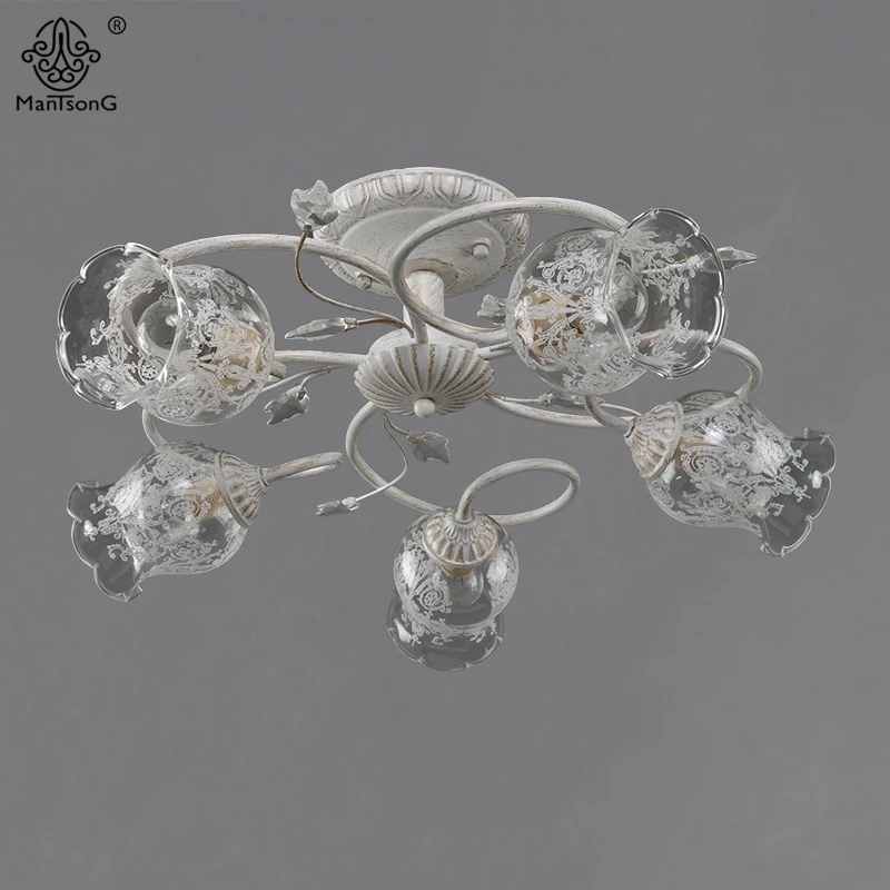 Vintage Flower Ceiling Lights For Living Room Classical E14 Bulbs