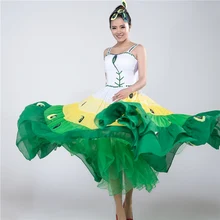 Зеленый pavaner расширения платье павлин танцевальный костюм Одежда для сцены блестками костюмы китайский народный танец дай павлин танец