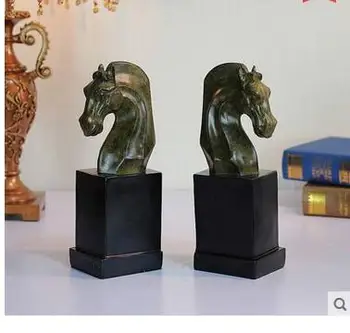 

craft European Home Furnishing a American indoor antique gold horse book gift practical resin crafts study wedding decoration