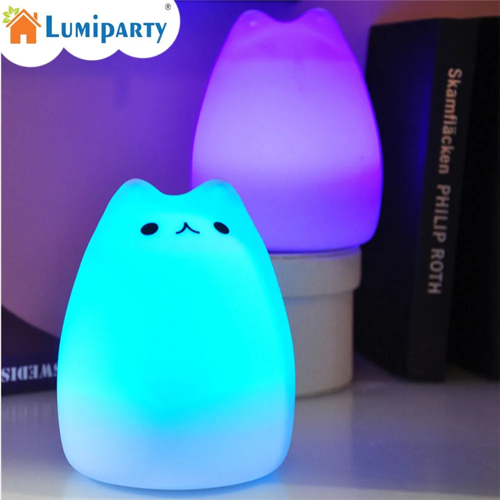 

Adeeing USB Charge Carton Night Light Silicone Remote Timer Cute Cat Lamp Tap Control Lamp For Kids Bedroom Nursery Baby