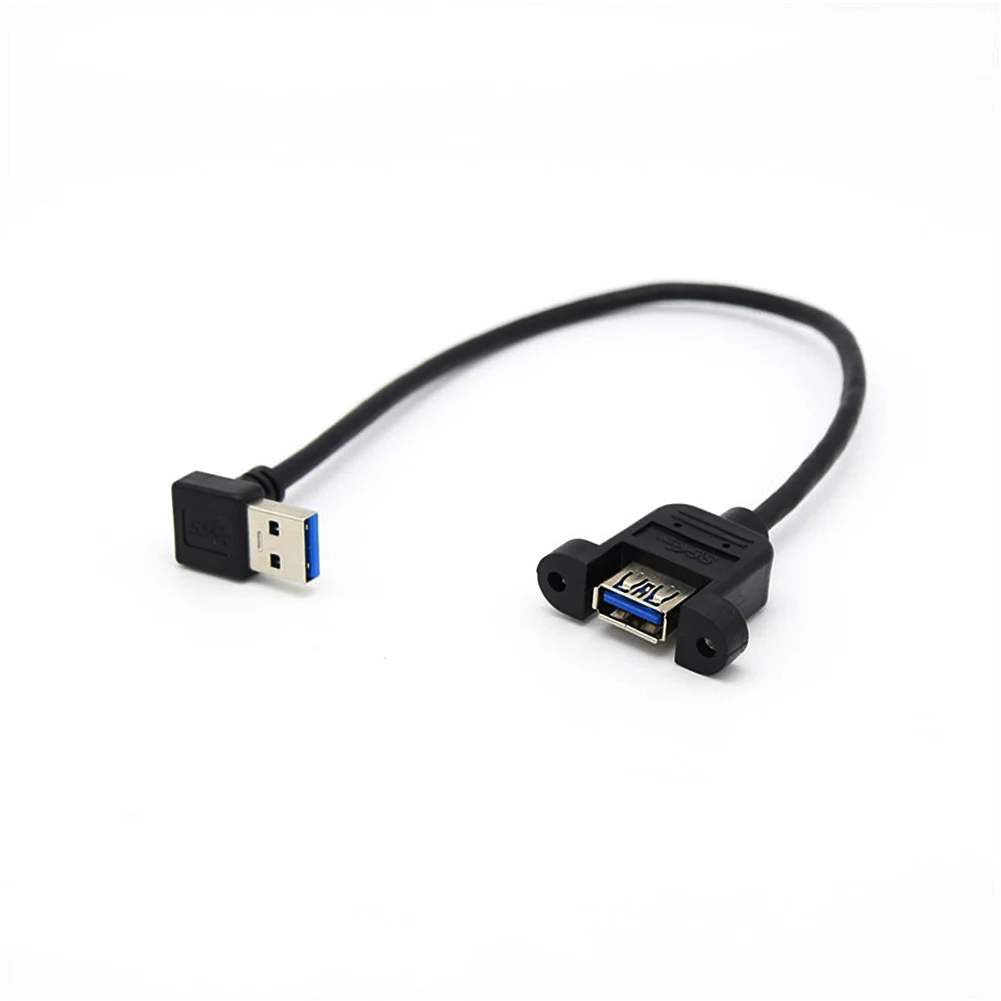 

90 Degree Up Angle USB 3.0 A Female Panel Mount To USB Male Plug Extension Cable For Computer Host