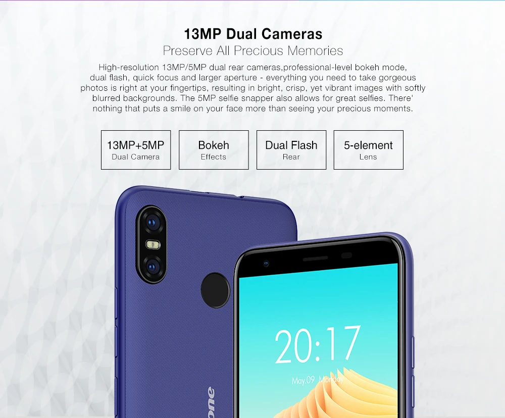 Мобильный телефон Ulefone S9 Pro Android 8,1 5,5 дюймов HD+ MTK6739 четырехъядерный 2 Гб ОЗУ 16 Гб ПЗУ 13 МП+ 5 МП Две тыловые камеры 4G смартфон