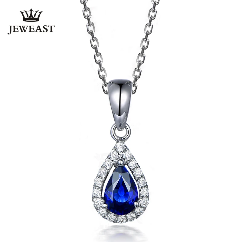 

Natural Sapphire 18K Pure Gold Pendant Real AU 750 Solid Gold Upscale Trendy Classic Party Fine Jewelry Hot Sell New 2019