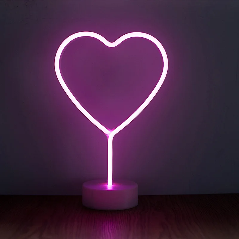  ROPIO LED Neon Abajur Night Light Table Night Lamp Flamingo Angel Heart Battery Operated for Home W - 32861243180