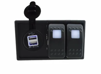 

IZTOSS DC 12V/24V LED Digital 3.1A dual USB charger Socket with rocker switches jumper wires and housing holder