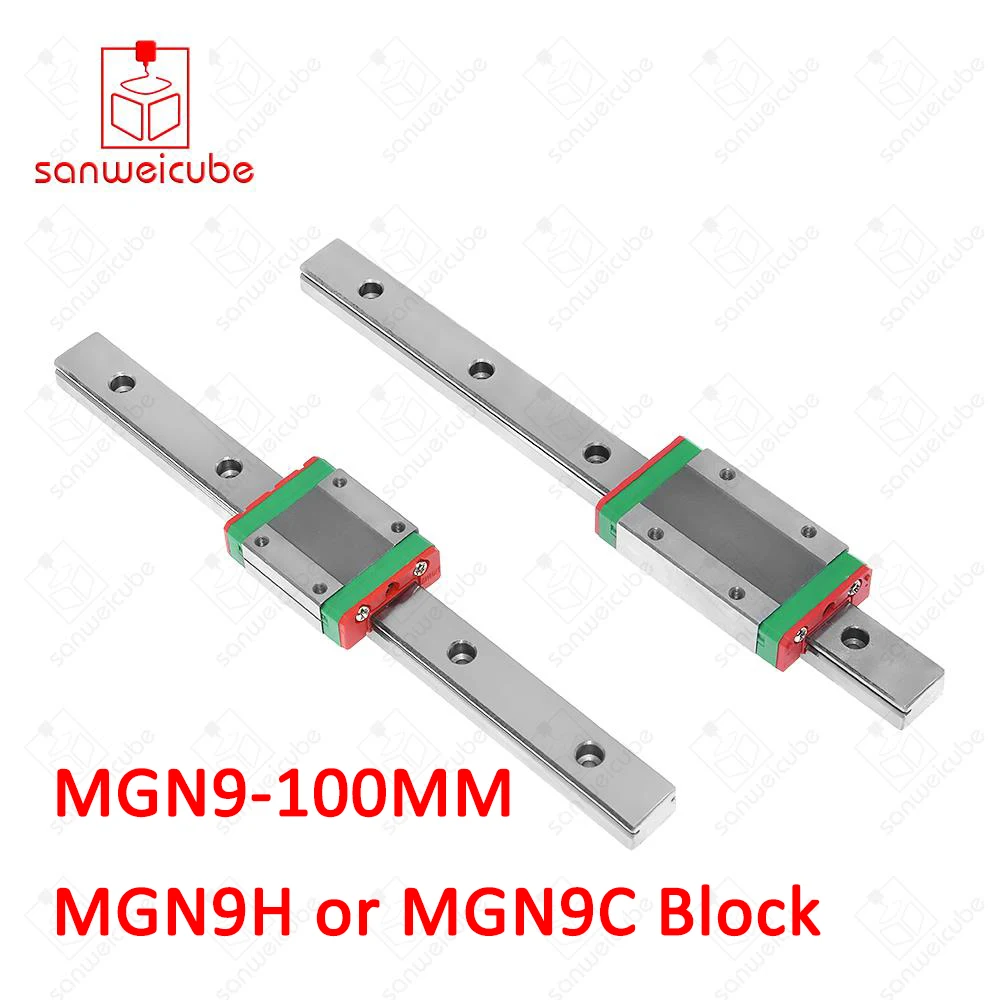 

1pcs 9mm for Linear Guide MGN9 100mm L= 100mm for linear rail way + MGN9C or MGN9H for Long linear carriage for CNC X Y Z Axis