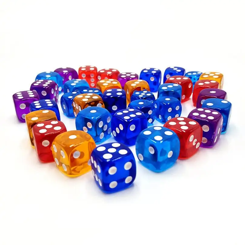 

Best Promotion 10Pcs 14mm Multicolor Acrylic Round Corner Dice 6 sided Die Portable Table Games Dice