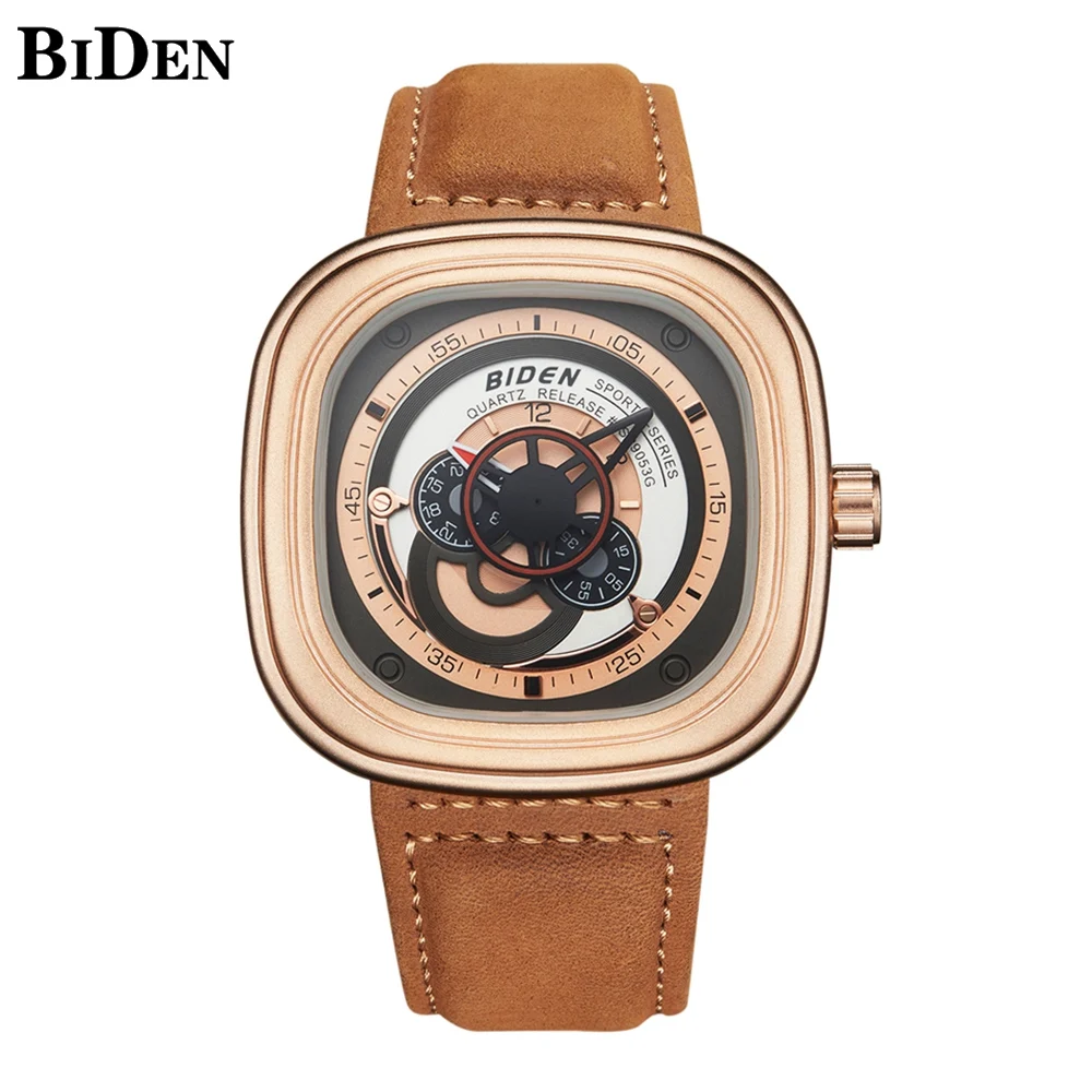 

Luxury Brand Men Sport Watches Quartz Analog Genuine Leather Turbine Clock Wristwatches Mens Waterproof Military Wrist Watch New